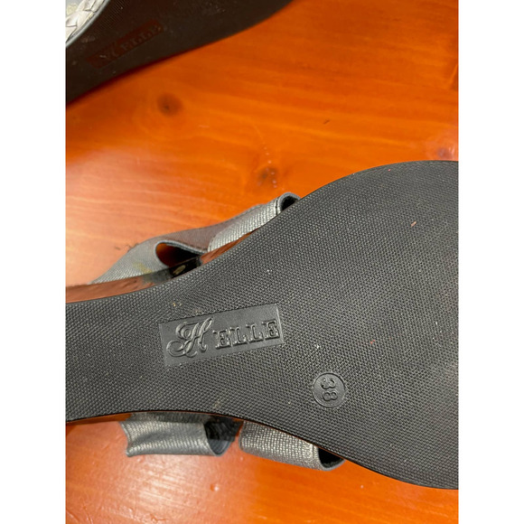 HELLA SILVER ELASTIC STRAP WEDGE SANDAL - SZ -38 - Picture 6 of 6